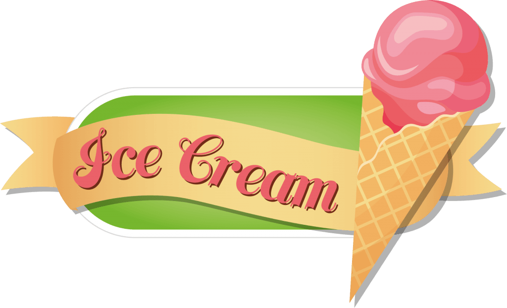 Grafika reklamowa lodów (Ice Cream) w formie banera z rożkiem lodów