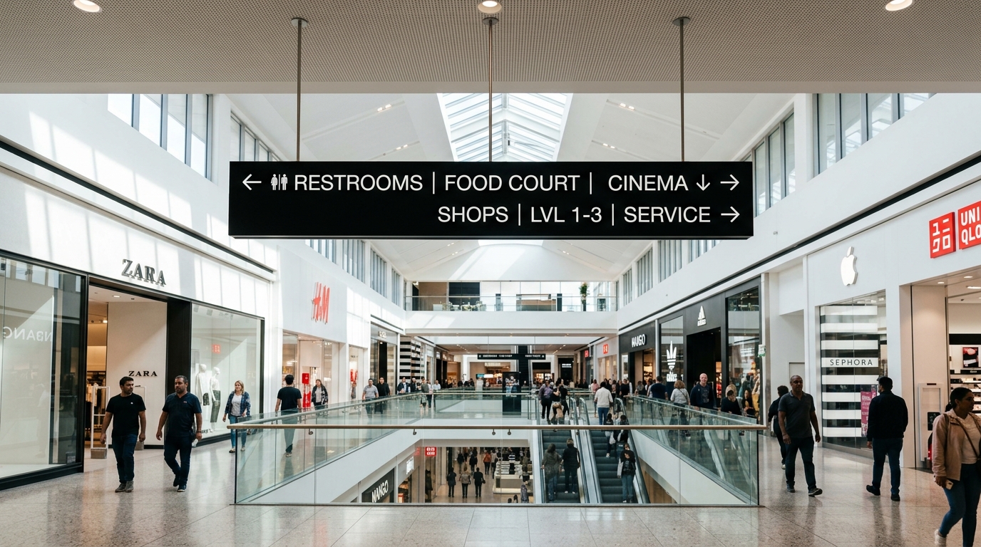 Oznakowanie kierunkowe — Centrum handlowe